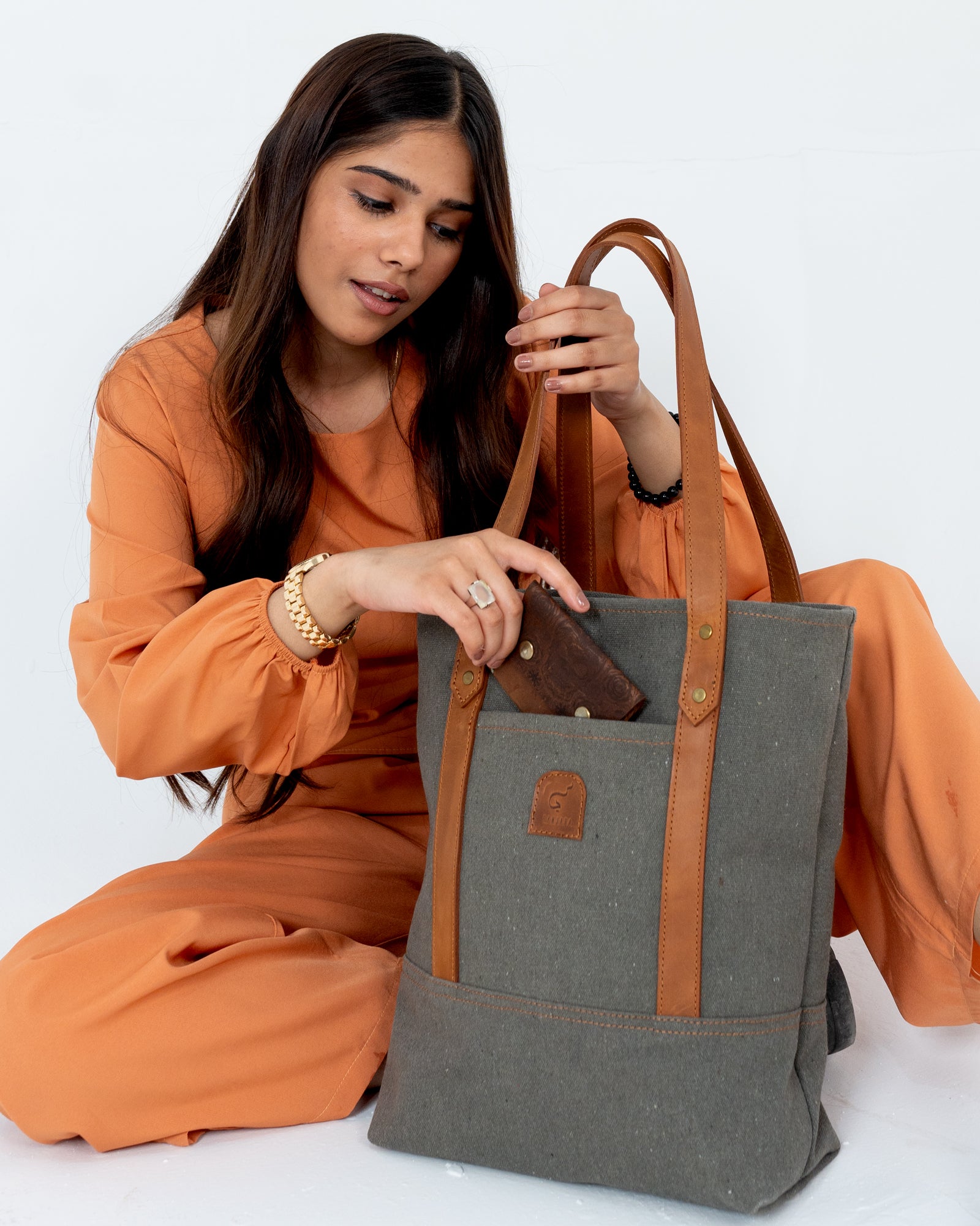 Canvas & Leather Tote Bag