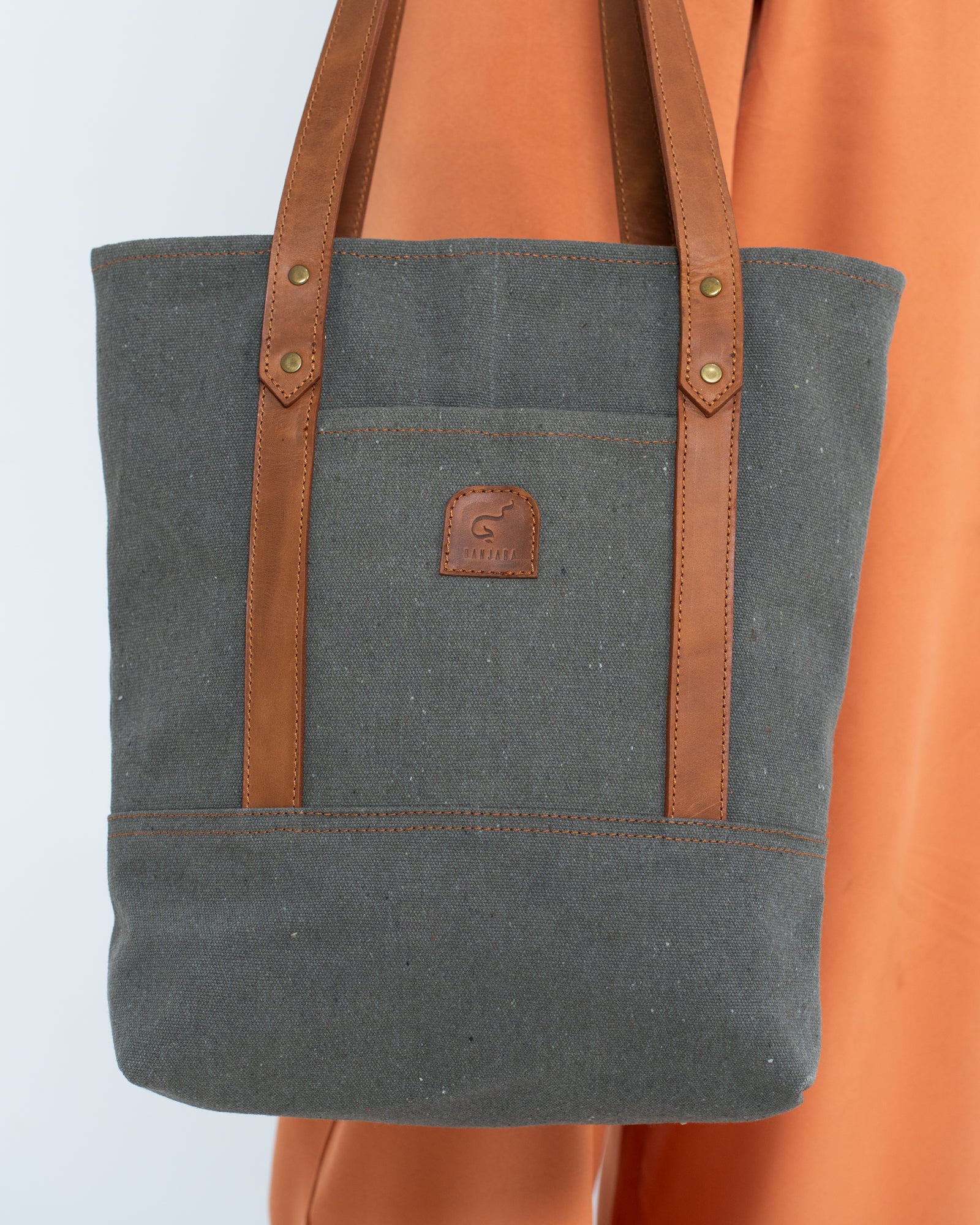 Canvas & Leather Tote Bag