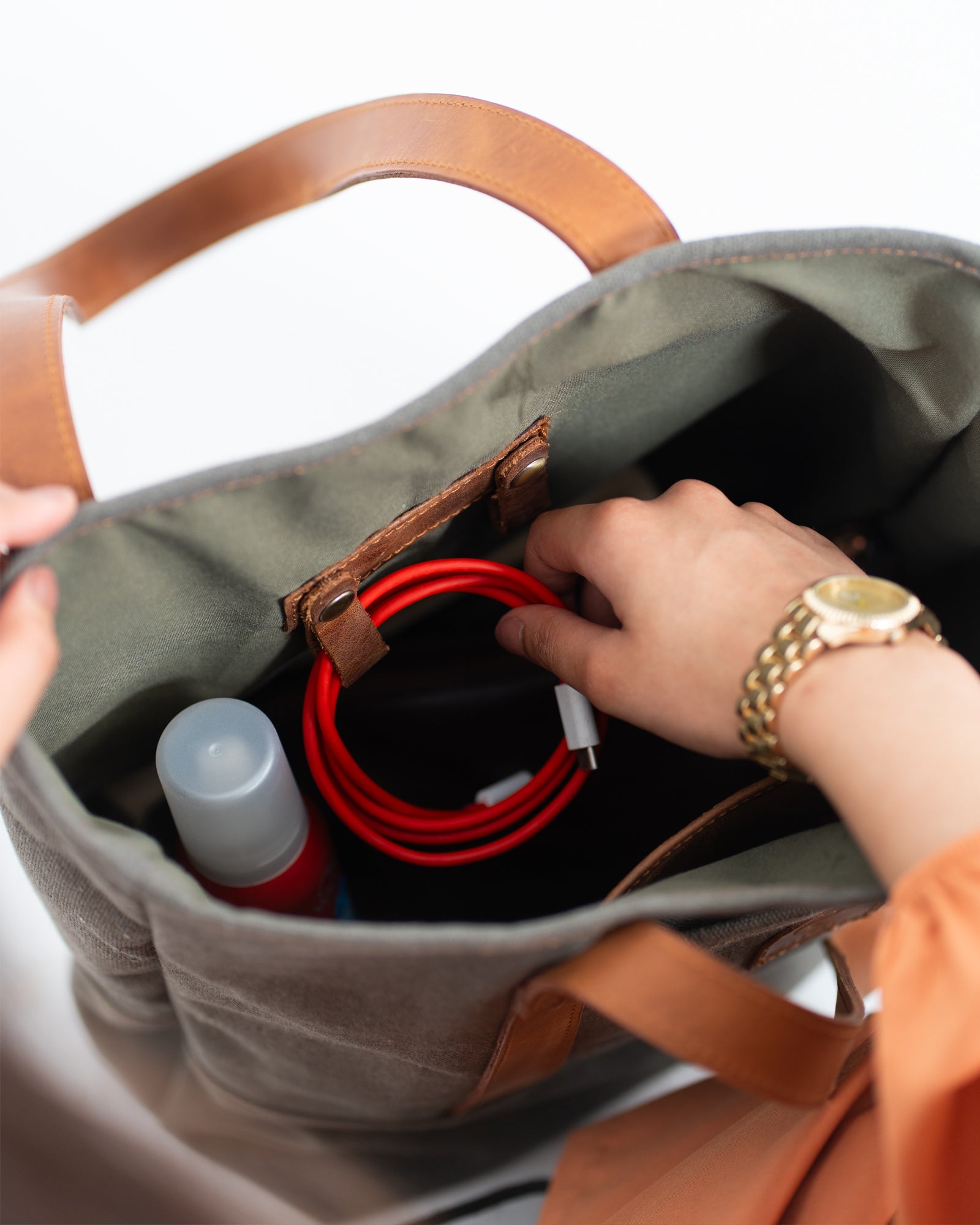 Canvas & Leather Tote Bag