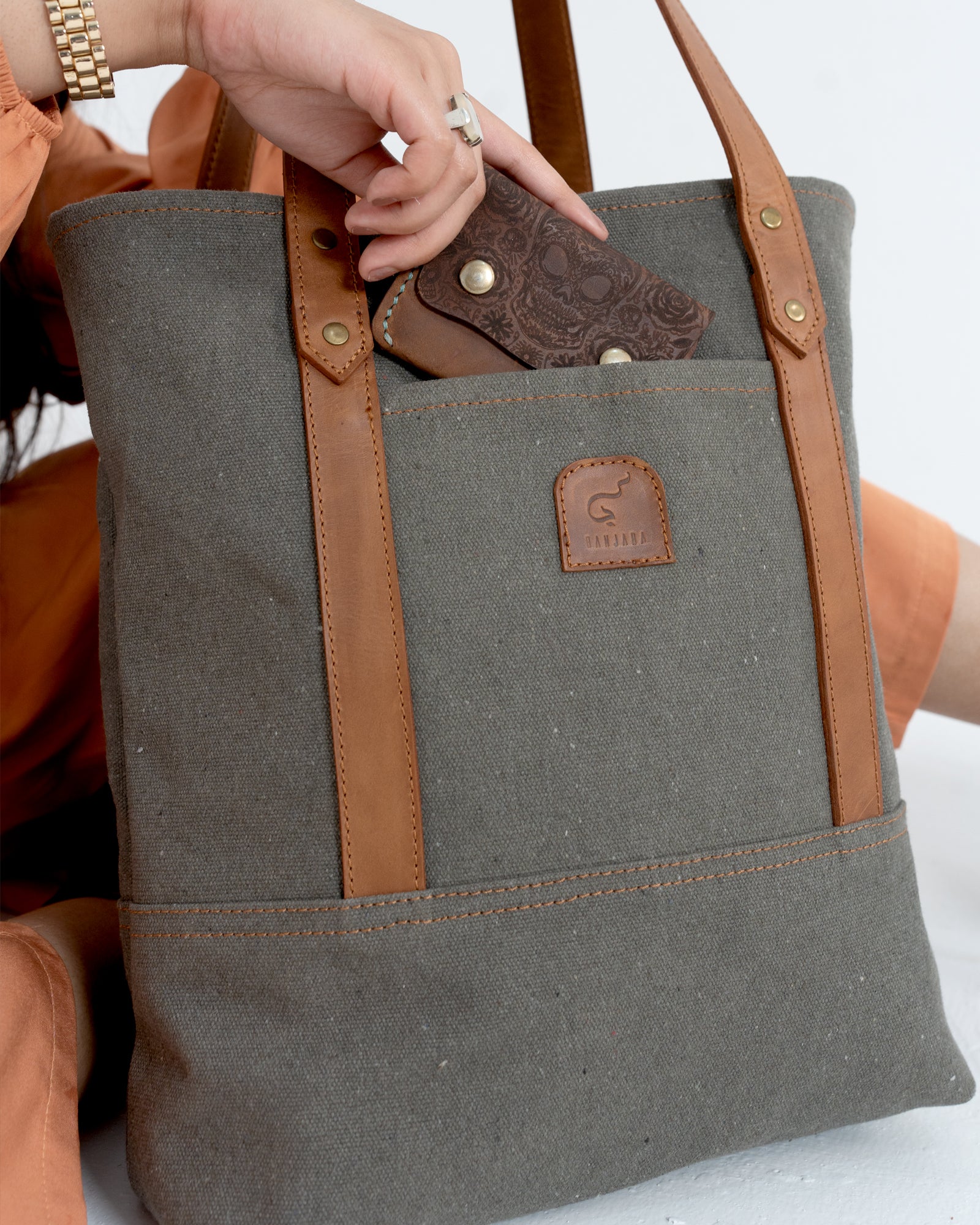 Canvas & Leather Tote Bag