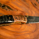 Folding Damascus With Ram Horn Handle